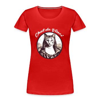 Chat de Vinci - T-shirt bio Premium Femme - rouge - Devant - Mia (176cm)