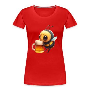 La petite abeille boit une grosse bière - T-shirt bio Premium Femme - rouge - Devant - Mia (176cm)