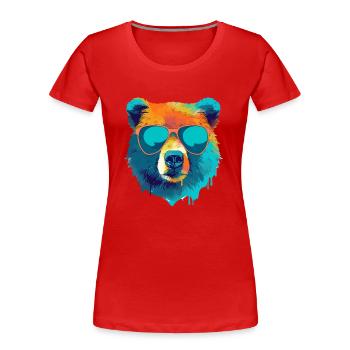 Bill der bär mit der Brille - Frauen Premium Bio T-Shirt - Rot - Vorne - Mia (176cm)