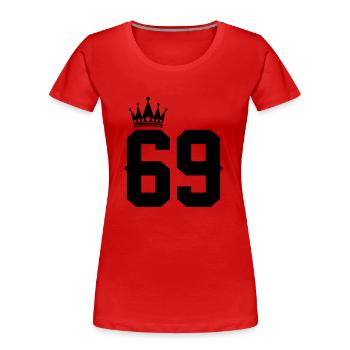69 - Frauen Premium Bio T-Shirt - Rot - Vorne - Mia (176cm)