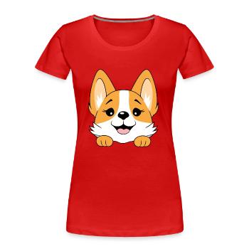 Peeping happy Corgi - Women's Premium Organic T-Shirt - red - Front - Mia (176cm)