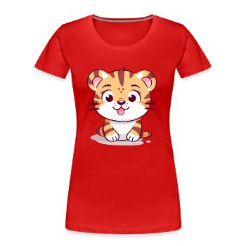 Douc the Tiger - Women's Premium Organic T-Shirt - red - Front - Mia (176cm)