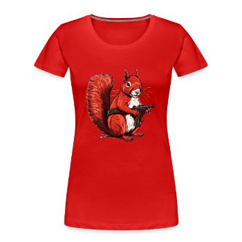 Wehrhaftes süßes Eichhörnchen beweist Mut - Frauen Premium Bio T-Shirt - Rot - Vorne - Mia (176cm)