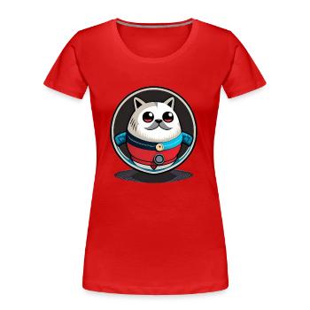 Runder Hund mit Schnurrbart - Frauen Premium Bio T-Shirt - Rot - Vorne - Mia (176cm)