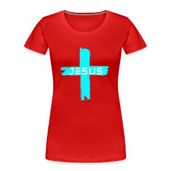 Jesus kreuz türkis - Frauen Premium Bio T-Shirt - Rot - Vorne - Mia (176cm)