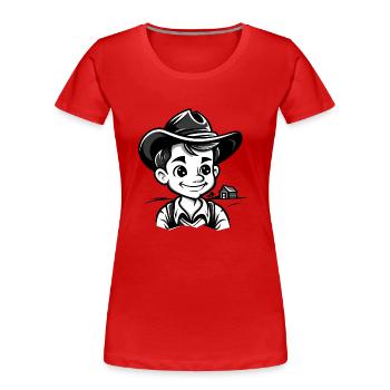 The cartoon Country Boy - Women's Premium Organic T-Shirt - red - Front - Mia (176cm)