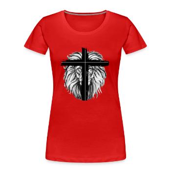 Lion Cross black - Frauen Premium Bio T-Shirt - Rot - Vorne - Mia (176cm)
