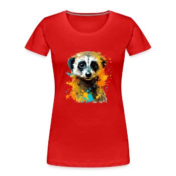 Cute meerkat in vintage style. Animal lover - Women's Premium Organic T-Shirt - red - Front - Mia (176cm)