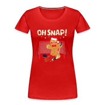 Eishockey-Torwart Lustiger Lebkuchen Oh Snap Cookie - Frauen Premium Bio T-Shirt - Rot - Vorne - Mia (176cm)