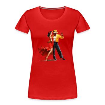 Selbstvertrauen durch Tanzen - Frauen Premium Bio T-Shirt - Rot - Vorne - Mia (176cm)