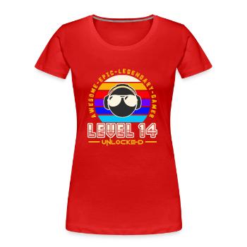 Level 14 - T-shirt bio Premium Femme - rouge - Devant - Mia (176cm)