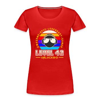 Level 42 - T-shirt bio Premium Femme - rouge - Devant - Mia (176cm)