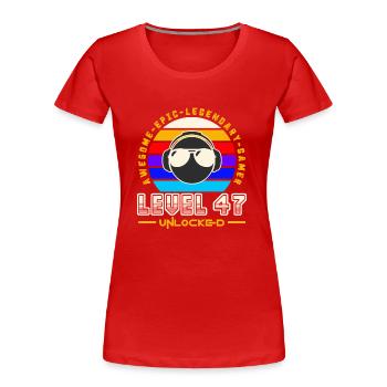 Level 47 - T-shirt bio Premium Femme - rouge - Devant - Mia (176cm)