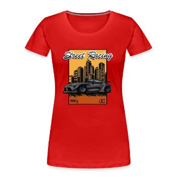 Voiture de sport compacte dans les rues - T-shirt bio Premium Femme - rouge - Devant - Mia (176cm)