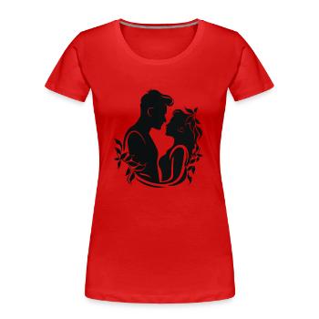 Mistelzweig-Kuss - Frauen Premium Bio T-Shirt - Rot - Vorne - Mia (176cm)