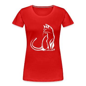 Chat, Motif De Chat, Visage De Chat - T-shirt bio Premium Femme - rouge - Devant - Mia (176cm)