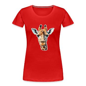 Giraffenkopf - Frauen Premium Bio T-Shirt - Rot - Vorne - Mia (176cm)