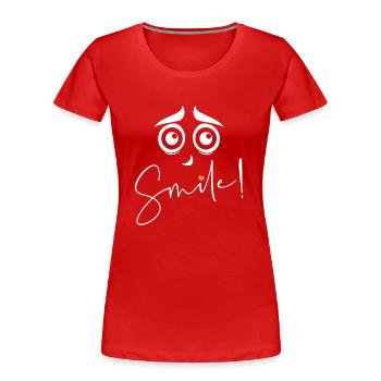 Smile - please smile - Women's Premium Organic T-Shirt - red - Front - Mia (176cm)