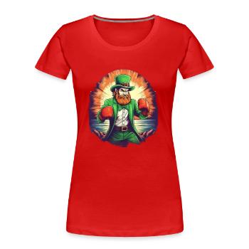 St. Patrick's Day Kleeblatt Boxen - Frauen Premium Bio T-Shirt - Rot - Vorne - Mia (176cm)