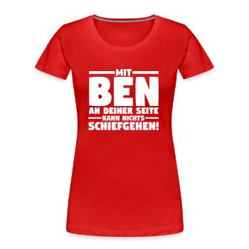 Vorname Ben - Frauen Premium Bio T-Shirt - Rot - Vorne - Mia (176cm)