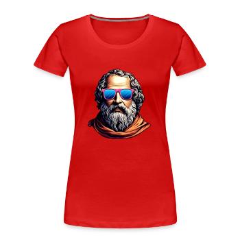 Buste Philosophe Rétro - T-shirt bio Premium Femme - rouge - Devant - Mia (176cm)