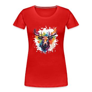 Elch - Frauen Premium Bio T-Shirt - Rot - Vorne - Mia (176cm)