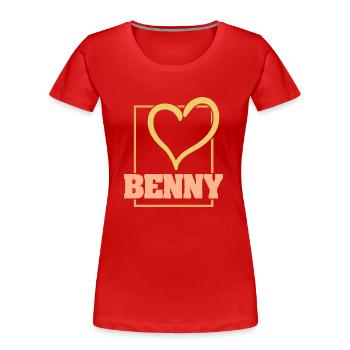 Benny - Frauen Premium Bio T-Shirt - Rot - Vorne - Mia (176cm)