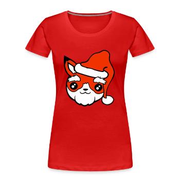 Fuchs Weihnachtsmann Weihnachten Mütze Nikolaus - Frauen Premium Bio T-Shirt - Rot - Vorne - Mia (176cm)