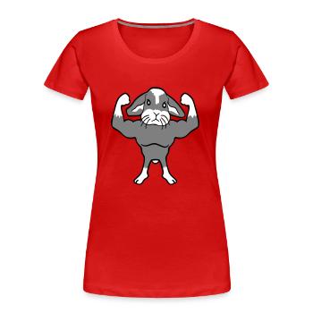 Bunny Bodybuilder Gym Muscles Strong Fitness Biceps - Women's Premium Organic T-Shirt - red - Front - Mia (176cm)