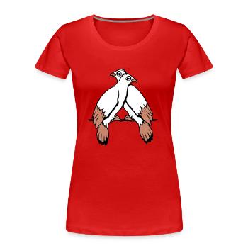 2 Tauben Vögel zwei Freunde sitzten Kabel Paar - Frauen Premium Bio T-Shirt - Rot - Vorne - Mia (176cm)