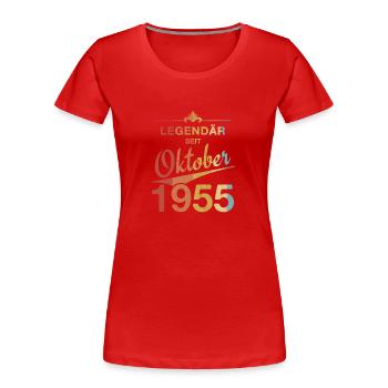 70ème Anniversaire Légendaire depuis Octobre 1955 Millésime - T-shirt bio Premium Femme - rouge - Devant - Mia (176cm)