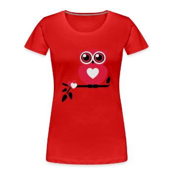 Owl Love - Women's Premium Organic T-Shirt - red - Front - Mia (176cm)