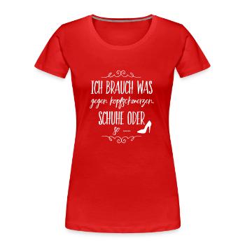 Shoes - Women's Premium Organic T-Shirt - red - Front - Mia (176cm)