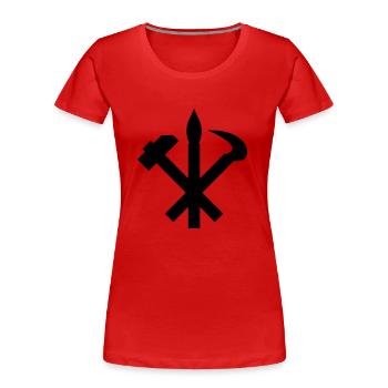 Nordkorea DPRK Wappen Symbol - Frauen Premium Bio T-Shirt - Rot - Vorne - Mia (176cm)