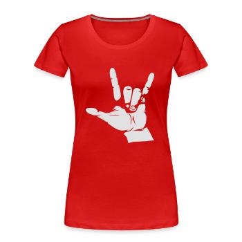 Rock Hand - T-shirt bio Premium Femme - rouge - Devant - Mia (176cm)