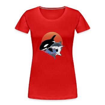 Orca - Women's Premium Organic T-Shirt - red - Front - Mia (176cm)