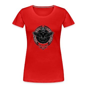 Valknut Rabe - Frauen Premium Bio T-Shirt - Rot - Vorne - Mia (176cm)