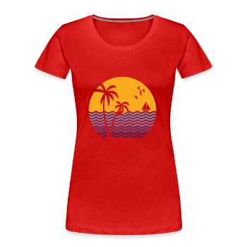 Strand mit Palmen und blauem Meer - Frauen Premium Bio T-Shirt - Rot - Vorne - Mia (176cm)