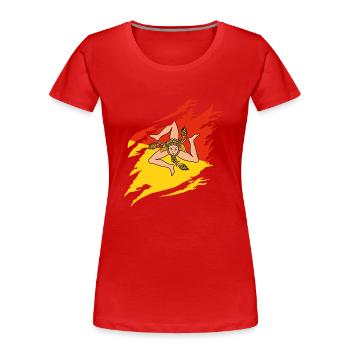 Sizilien Flagge Italien Palermo Trinacria Italia - Frauen Premium Bio T-Shirt - Rot - Vorne - Mia (176cm)