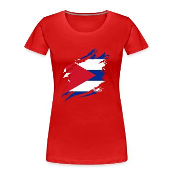 Cuba Flag Caraïbes Vacances Cuba Voyage La Havane - T-shirt bio Premium Femme - rouge - Devant - Mia (176cm)