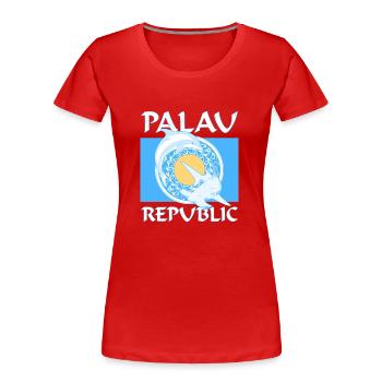 Hammerhai und Delfin Flagge Palaus - Frauen Premium Bio T-Shirt - Rot - Vorne - Mia (176cm)