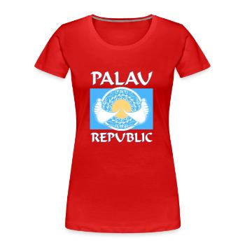 Palau Flagge Mantarochen - Frauen Premium Bio T-Shirt - Rot - Vorne - Mia (176cm)