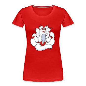 Renard à neuf queues Otaku japonais - T-shirt bio Premium Femme - rouge - Devant - Mia (176cm)