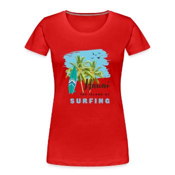 Surfen - Frauen Premium Bio T-Shirt - Rot - Vorne - Mia (176cm)