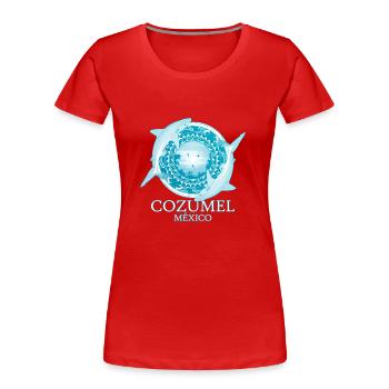Requin de récif des Caraïbes Cozumel Mexique - T-shirt bio Premium Femme - rouge - Devant - Mia (176cm)