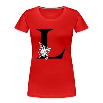 Buchstabe L - Frauen Premium Bio T-Shirt - Rot - Vorne - Mia (176cm)