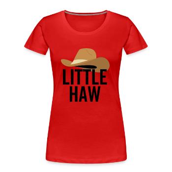 Petit Haw - T-shirt bio Premium Femme - rouge - Devant - Mia (176cm)