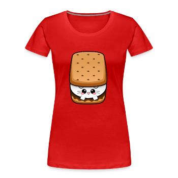 Smores Cat S’mores Marshmallow Cookie USA Katze - T-shirt bio Premium Femme - rouge - Devant - Mia (176cm)