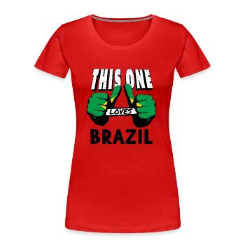 Drapeau Brésil Drapeau brésilien Amérique du Sud - T-shirt bio Premium Femme - rouge - Devant - Mia (176cm)