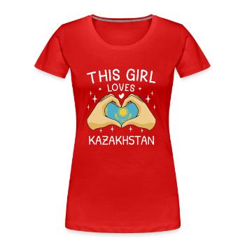 Kasachstan Flagge Kasachstan Fahne Kazakhstan - Frauen Premium Bio T-Shirt - Rot - Vorne - Mia (176cm)